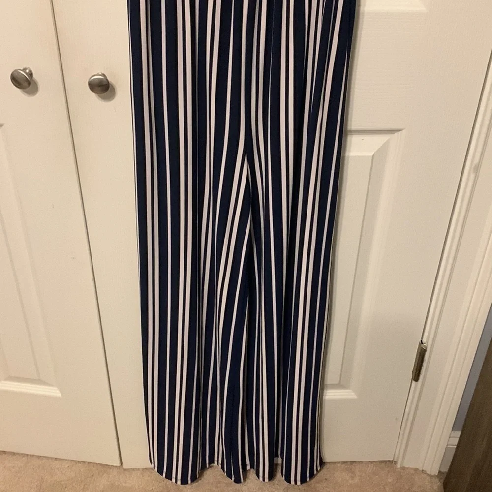 Bar III Ruffled Bodice Striped Jumpsuit